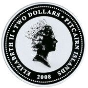 2 Dollars - Elizabeth II HMAV Bounty; Colorized obverse image
