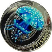2 Dollars - Elizabeth II White Spotted Jellyfish, United Kingdom, 2010 reverse image