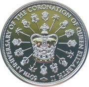 2 Dollars - Elizabeth II HM Queen Elizabeth II Coronation Jubilee, United Kingdom, 2013 reverse image