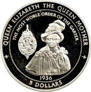 5 Dollars - Elizabeth II The Queen Mother, United Kingdom, 1997 reverse image