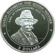 5 Dollars - Elizabeth II Earl of Strathmore, United Kingdom, 1999 reverse image