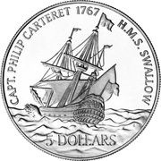 5 Dollars - Elizabeth II H.M.S. Swallow, United Kingdom, 2005 reverse image