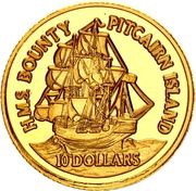 10 Dollars - Elizabeth II H.M.S. Bounty, United Kingdom, 1999 reverse image