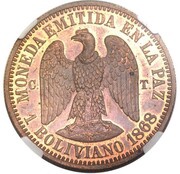 1 Boliviano Copper Pattern reverse image