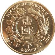 1 Crown - Elizabeth II Sapphire Jubilee, United Kingdom, 2017 reverse image