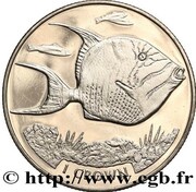 1 Crown - Elizabeth II Queen triggerfish, United Kingdom, 2019 reverse image