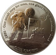 1 Crown - Elizabeth II First man on the moon, Titanium, United Kingdom, 2019 reverse image