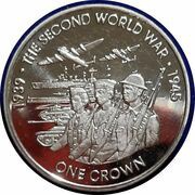 1 Crown - Elizabeth II 80th Anniversary of the Second World War: Soldiers and Vehicles, United Kingdom, 2019 reverse image
