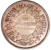1 Boliviano Bronze Pattern reverse image
