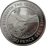 50 Pence - Elizabeth II Queen Mother; Silver Proof Issue, United Kingdom, 1995 reverse image