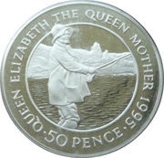 50 Pence - Elizabeth II Queen Mother; Piedfort, United Kingdom, 1995 reverse image