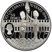 50 Pence - Elizabeth II 70th Birthday - Queen Elizabeth II, United Kingdom, 1996 reverse image