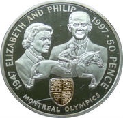 50 Pence - Elizabeth II Montreal Olympics; Silver Proof Issue, United Kingdom, 1997 reverse image