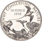 50 Pence - Elizabeth II White-tailed tropicbird, United Kingdom, 1998 reverse image