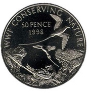 50 Pence - Elizabeth II White-tailed tropicbird; Silver Proof Issue, United Kingdom, 1998 reverse image