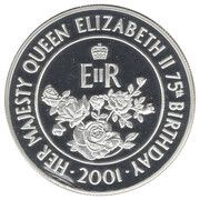 50 Pence - Elizabeth II Queen Elizabeth II's 75th Birthday; Silver proof, United Kingdom, 2001 reverse image