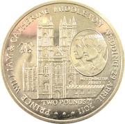 2 Pounds - Elizabeth II Royal Wedding, United Kingdom, 2011 reverse image