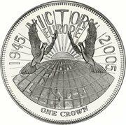 1 Crown - Elizabeth II Victory in Europe; Silver, United Kingdom, 2005 reverse image