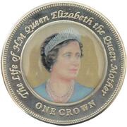 1 Crown - Elizabeth II The Queen Mother, young, blue dress, United Kingdom, 2005 reverse image