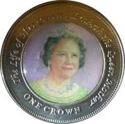1 Crown - Elizabeth II The Queen Mother, green dress, United Kingdom, 2005 reverse image