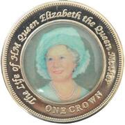 1 Crown - Elizabeth II The Queen Mother, light blue outfit, United Kingdom, 2005 reverse image