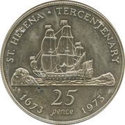 25 Pence - Elizabeth II Discovery; Silver Proof Issue, United Kingdom, 1973 reverse image