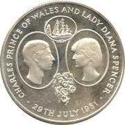 25 Pence - Elizabeth II Wedding of Prince Charles and Lady Diana, United Kingdom, 1981 reverse image