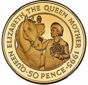 50 Pence - Elizabeth II Queen Mother, United Kingdom, 1995 reverse image