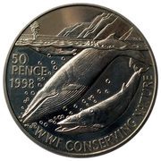 50 Pence - Elizabeth II Blue Whales, United Kingdom, 1998 reverse image
