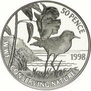 50 Pence - Elizabeth II Rainpiper bird, United Kingdom, 1998 reverse image