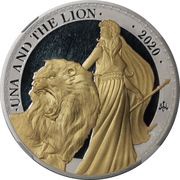 1 Pound - Elizabeth II Una and the Lion - 1oz gold plated silver, United Kingdom, 2020 reverse image
