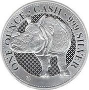 1 Pound - Elizabeth II Cash India Wildlife: Rhino, United Kingdom, 2022 reverse image