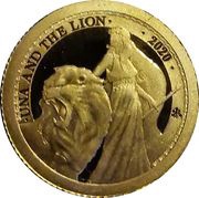 2 Pounds - Elizabeth II Una and the Lion - Gold 0.5g, United Kingdom, 2020 reverse image