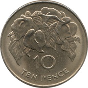 10 Pence - Elizabeth II 2nd portrait; large type, United Kingdom, 1984 reverse image