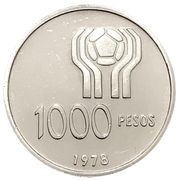 1000 Pesos World Football Championship reverse image