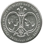 25 Pence - Elizabeth II Royal Wedding, United Kingdom, 1981 reverse image