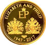 ¼ Sovereign - Elizabeth II Platinum Wedding Anniversary, United Kingdom, 2017 reverse image