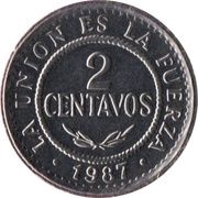 2 Centavos, Bolivia, 1987 reverse image