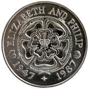 50 Pence - Elizabeth II Wedding Anniversary, United Kingdom, 1987 reverse image