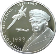 50 Pence - Elizabeth II Winston Churchill; Silver Proof Issue, United Kingdom, 1999 reverse image