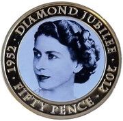 50 Pence - Elizabeth II Diamond Jubilee - BW photo, looking left, United Kingdom, 2012 reverse image