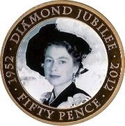 50 Pence - Elizabeth II Diamond Jubilee - portrait with black hat, United Kingdom, 2012 reverse image
