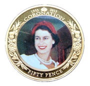 50 Pence - Elizabeth II Queen in Red Hat, United Kingdom, 2013 reverse image