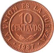 10 Centavos Type 1 denomination letter reverse image
