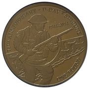1 Pound - Elizabeth II D-Day Anniversary; Gold, United Kingdom, 2014 reverse image