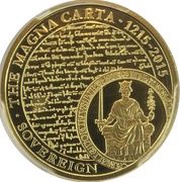 1 Sovereign - Elizabeth II Magna Carta, United Kingdom, 2015 reverse image