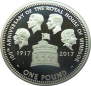 1 Pound - Elizabeth II Centenary of the House of Windsor, United Kingdom, 2017 reverse image