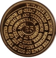 5 Pounds - Elizabeth II Queen's titles, United Kingdom, 2008 reverse image