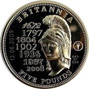 5 Pounds - Elizabeth II - Britannia, United Kingdom, 2009 reverse image