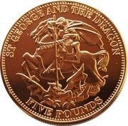 5 Pounds - Elizabeth II Saint George and the dragon; gold plated, United Kingdom, 2009-2012 reverse image